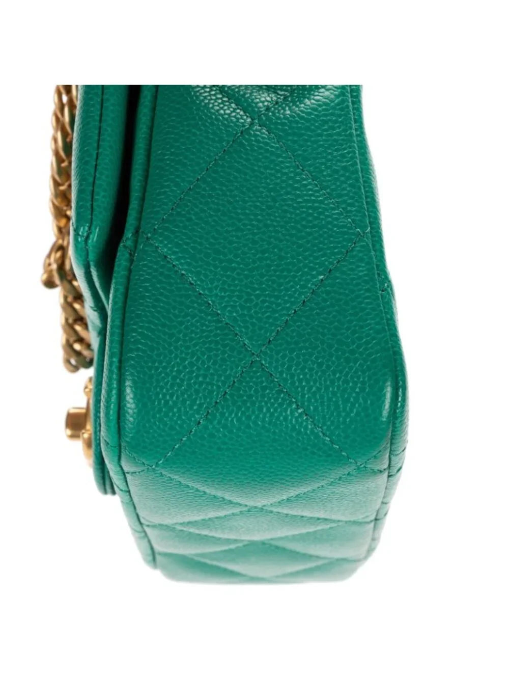 Chanel Mini Sweetheart Crush Flap Bag Green Quilted Caviar Leather